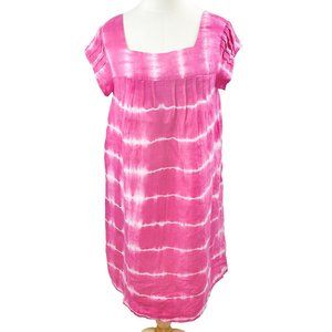 Calypso St. Barth Linen Pink Tie Dye Dress